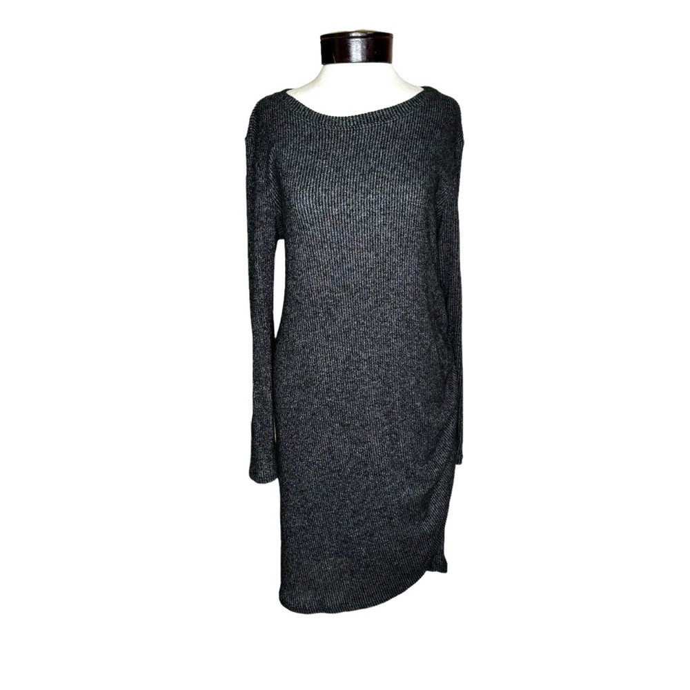 see the shades Grey Ribbed Side Ruching Bodycon Short Dress size XLPetite